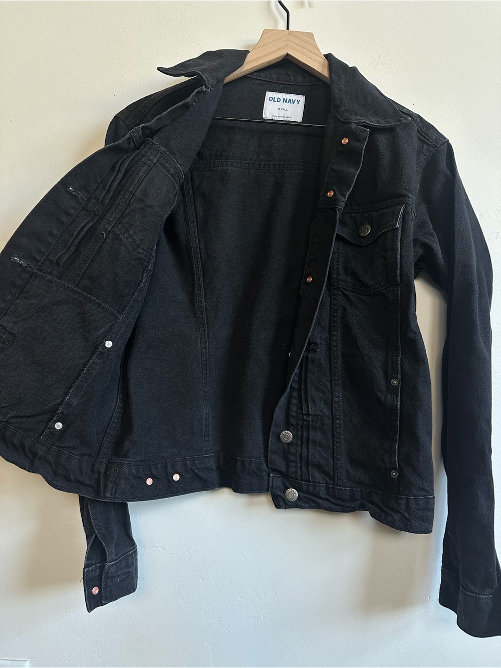 Old Navy Black Denim Jean Jacket - S Tall